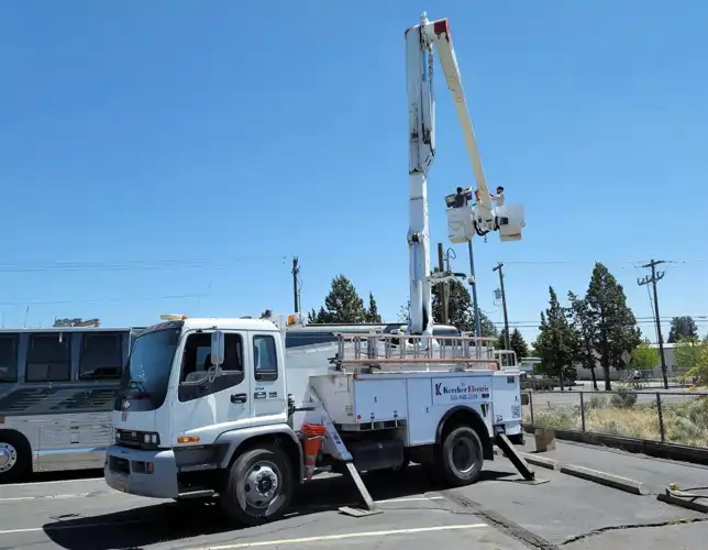 Commercial electrical installation being performed by Kercher Electric technicians in Bend, Oregon